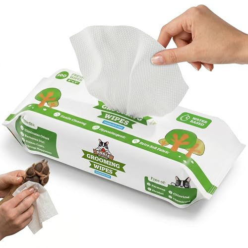 Pogi’s Dog Grooming Wipes – Hypoallergenic Pet Wipes for Paws, Body & Butt – Cleaning & Hydrating, Fragrance Free, 100 Count