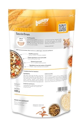Bunny Nature HamsterDream Expert Food - All Natural Mix for Syrian & Dwarf Hamsters with Mealworms - Supports Foraging & Digestion - No Pellets, 1.1 lbs