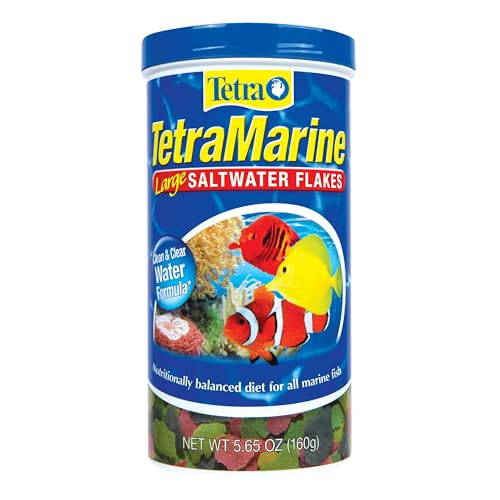 TetraMarine Large Saltwater Flakes, Nutritionally Balanced Fish Food for Saltwater Fish, 5.65 oz