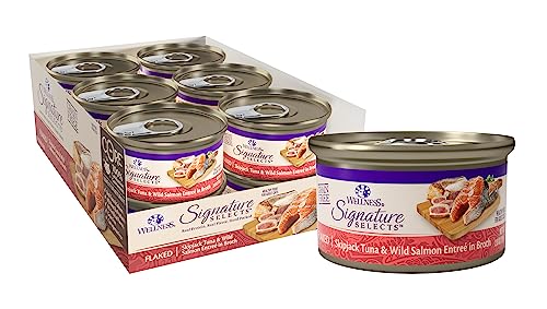 Wellness CORE Signature Selects Flaked Adult Wet Cat Food, Natural, Protein-Rich, Grain Free, 2.8 Ounce, 12 Pack (Skipjack Tuna & Wild Salmon)