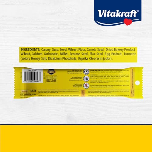 Vitakraft Crunch Sticks Parakeet Treats Egg and Honey Flavor 2 Pack - Long Lasting Seed Stick with Natural Wood Center Clip Holder and Nutritious Ingredients for Happy Engaged Birds