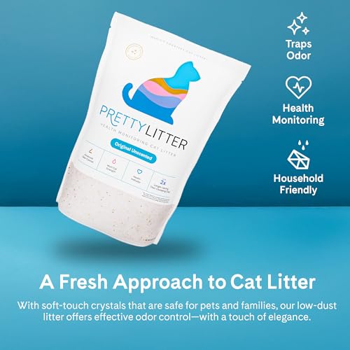 PrettyLitter Health Monitoring Cat Litter (Unscented, Non Clumping) | Lightweight & Low Tracking, Color Changing Silica Gel Crystals, Advanced Odor Control — 6 Lbs, Pack of 2 (Up to 2 Month Supply)