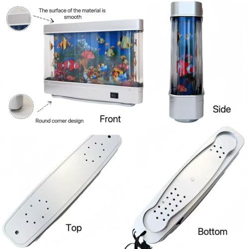 Fake Fish Tank Lamp - Moving Aquarium Night Light with Virtual Ocean Effect, 80s Retro Design for Adult Relaxation, Artificial Aquarium Decorative Lamp for Kids' Room and Cat Owners(US Plug)