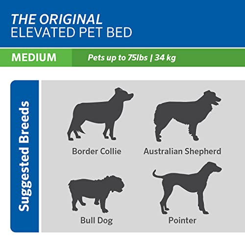 Coolaroo Original Elevated Dog Bed - Breathable Off-The-Ground Pet Bed with Cooling Fabric, Joint Relief & Moisture-Resistant Fabric, 100% Recyclable, Easy Clean, Grey, Medium