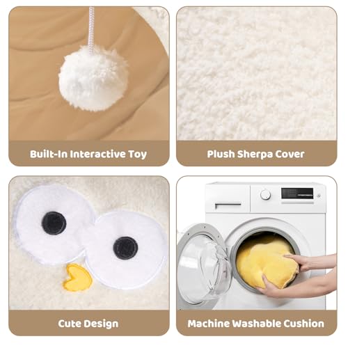 EHEYCIGA Cat Tunnel Bed for Indoor Cats, Cute Cat Donut Toy Tunnel for Small Large Cats with Washable Circle Cushion, Peekaboo Pet Cave Play Tunnel for Kitten, Puppy, Rabbit
