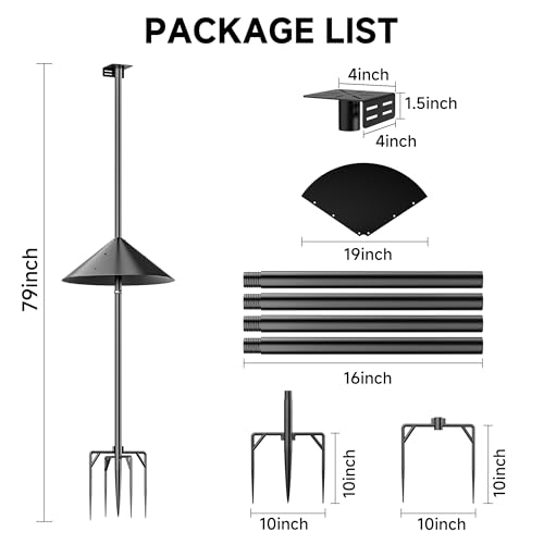 Smart Bird Feeder Pole Stand with Proof Squirrel Baffle - Dia 1 Inch Bird House Pole 79", Feeding Station for Outdoors Heavy Duty, Compatible Post Mount