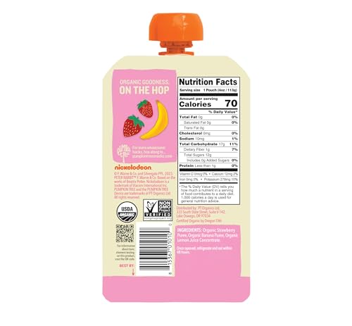 Peter Rabbit Organics Fruit Flavors Variety Pack - Squeezable Snack Pouches 4 oz. (Pack of 18)