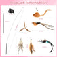 Interactive Bird Simulation Cat Toy Set,Cat Wand Toys,Wand Self-Holding Suction Cups Base,Include Detachable 6 Pcs Replacements Feathers Toys