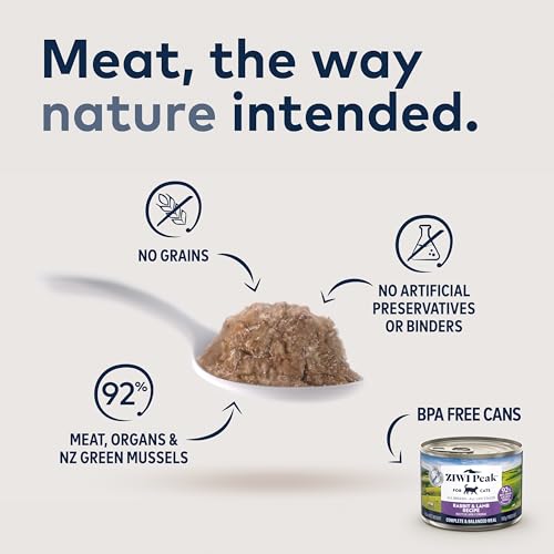 ZIWI Peak Canned Wet Cat Food – All Natural, High Protein, Grain Free, Limited Ingredient, with Superfoods (Rabbit & Lamb, 12-pack of 6.5oz Cans)