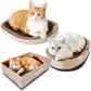 3PSC Cat Scratcher Cardboard, Oval Cat Scratch Pad Bowl Nest for Indoor Cats, Round Cat Scratching Board Corrugated Lounge Cat Bed, Furniture Protector for Couch