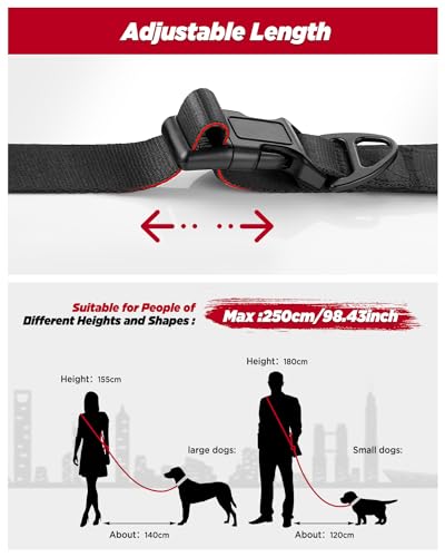 Hands Free Dog Leash, 5.9-8.2ft Multifunctional Crossbody Rope with Explosion-Proof Handle and Adjustable Training Hands Free Leash for Medium Dog