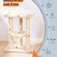 Happi N Pets 28" Cat Tree Tower, Tall Cat Scratching Post with Soft Perch for Window Viewing, Large Bed for Big Cats, Stable & Compact Cat Tower with Hammock, Removable Cover-Beige