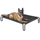 pettycare Elevated Outdoor Dog Bed - Raised Bed for Large Dogs, Waterproof Cot Easy to Assemble, Cooling Elevated Cot with Breathable Teslin Mesh, Durable, Non Slip, Up to 65 lbs,Black