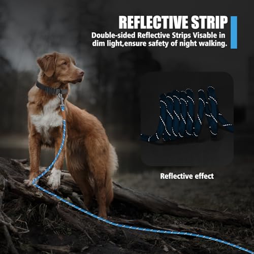 lynxking Long Dog Leash Reflective 15ft 30ft 50ft Check Cord Training Lead Padded Handle Heavy Duty Rope for Puppy Small Medium Large Dogs (Light