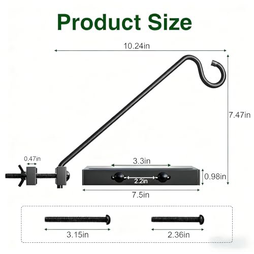 12-Inch Deck Bird Feeder Hanger for Railing, Outdoor Decor Plant Hanger, Balcony Railing Hook - 22LB Capacity - for Hanging Plants, Bird Feeders, Lanterns, Wind Chimes