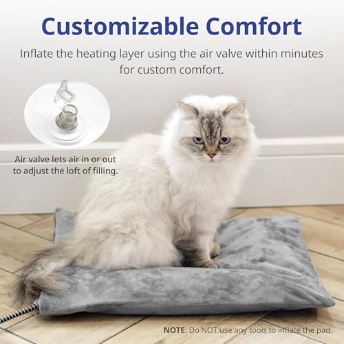 Outdoor Heated Cat Bed, Soft Pet Heating Pad with Steel-Wrapped Cord, Outside Pet Warmer for Feral Cats and Dogs, 19.7" x 15.7", 40 Watts