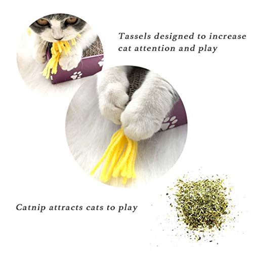 PEEKAB Cat Scratcher Cardboard Wide Scratching Board Reversible Corrugate Cat Scratch Pad with Box Catnip Included Large 3PCS