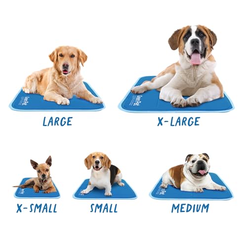 The Green Pet Shop Cool Pet Pad - Large, Blue - Self-Cooling, Pressure Activated Mat for Dogs & Cats from 46-80 lbs - Non-Toxic Gel, No Water Needed