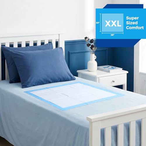 Super Absorbent Disposable Underpads - XXL (30" x 36") Leakproof Bed Pads | Quick-Dry, Ultra Thick for Heavy Incontinence | Chux Pads for Adults, Seniors, Kids, Baby & Pets - 50 Pack