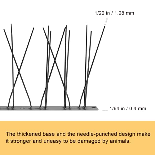 OFFO Black Pre-Assembled Bird Spikes, 304 Stainless Steel Pigeon Spikes for Outside, Cover 10.8 Feet, Easy Installation for Balcony, Roof, Window Sills, Keep Building Surfaces Clean
