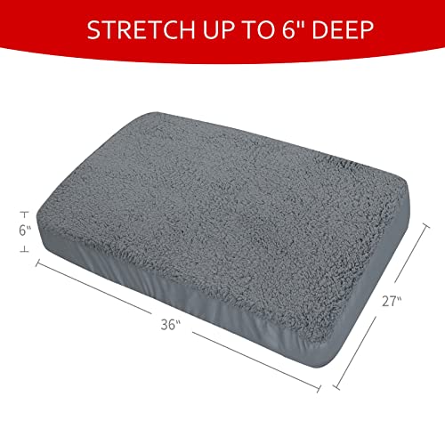 Dog Bed Covers Soft Plush Replacement Washable, Waterproof Pet Bed Liner Grey 36x27 Inches, for Dog/Cat, Cover Only