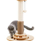 Made4Pets Cat Scratching Post, 23" Tall Sisal Cat Scratcher Post with Self Groomer, 4-in-1 Interactive Trackball Toys with Hair Brush, Vertical Cat Climbing Tree with Dangling Plush Balls