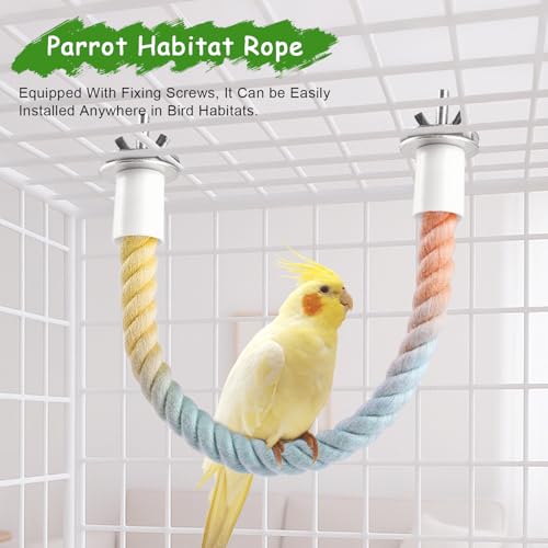 3 Pcs Bird Rope Perches Gradient Color, Bendable Parrot Bird Perch Rope Stand for Cage, Stand Climbing Stand Toy for Cockatiels, Lovebirds, Budgies, Parakeets (2 Short + 1 Long)