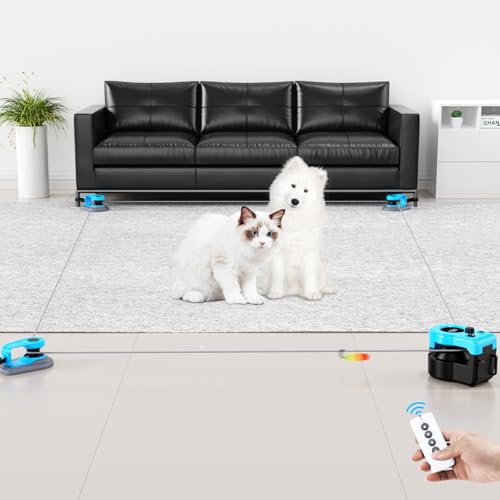 Interactive Cat Toy for Indoor Cats, Auto/Remote Control DIY Cat Mouse Hunting Treadmill Keep Bored Kitten Puppy Entertained to Chase, Feather Toy to Exercise-Sky Blue
