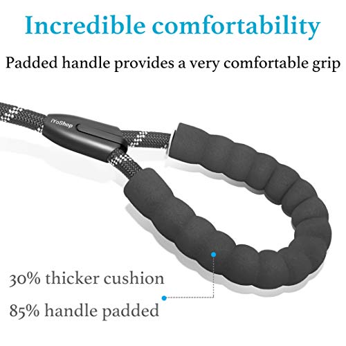 iYoShop Dual Dog Leash - 360° Swivel, No Tangle Walking Leash with Shock Absorbing Bungee for Two Dogs (Large, 25-150 lbs, Black)