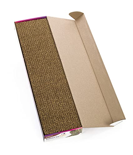 SmartyKat Super Scratcher Wide Corrugated Cat Scratcher for Cats & Kittens, Features Catnip Infusion Technology & Less Mess, Recycled Material, Brown