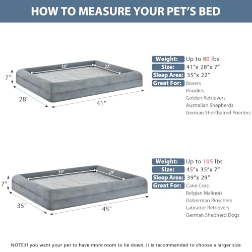 WNPETHOME XL Extra Large Dog Bed, Washable Dog Couch with Removable Waterproof Cover, Orthopedic Large Pet Sofa Bed with Bolster Sides for Sleeping