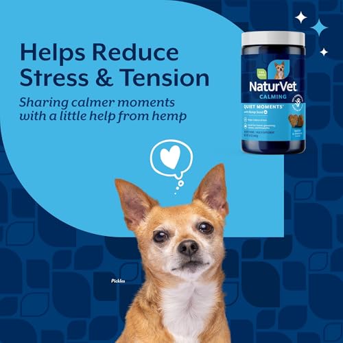 NaturVet Quiet Moments Calming Aid Dog Supplement, Helps Promote Relaxation, Reduce Stress, Storm Anxiety, Motion Sickness for Dogs (Quiet Moments