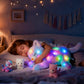 Hopearl LED Plush Cat Lighting Up Stuffed Mommy Cat with 3 Baby Kittens in her Tummy Stuffed Animal Playset Night Lights Glow in The Dark for Mom