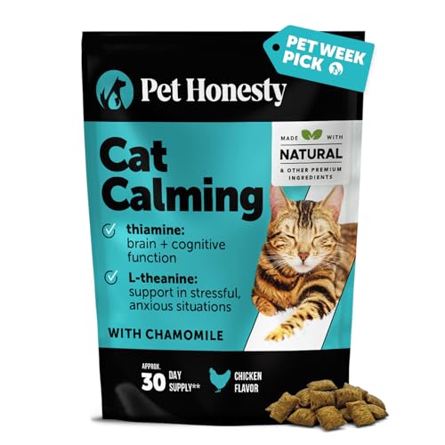 Calming Chews for Cats - Cat Anxiety Relief + Helps Reduce Stress - Behavioral Support & Promotes Relaxation for Travel, Boarding, Vet Visits, Separation Anxiety - Chicken (30-Day Supply)