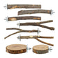 8-Piece Set Natural Wood Bird Perches - Wooden Parrot Stand with Fork Toys, Hanging Multi-Branch Platform, Hammock Swing - Suitable for Parakeets, Budgies - Durable Pet Bird Accessories