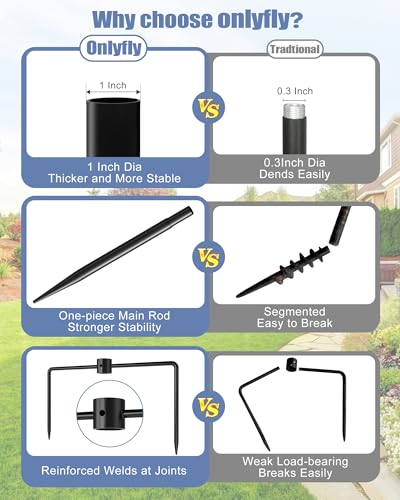Bird Feeder Pole Stand – 74.5 Inch Height Feeding Station with 1-Inch Dia Heavy Duty for Hanging Feeders, Bird House Pole Mount Kit for Outdoor, Slip-Fit Connection