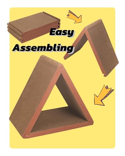Cat Scratcher Cat Scratching Board - Foldable - Triangle, 6 Usable Sides Scratchers for Indoor Cats, Vertical Cat Scratch Pads(Pack of 3)
