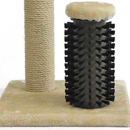 Basics Cat Scratcher - Indoor Classic Single Cat & Kittens Scratching Post with Brush, Small (16.5" H) - Beige