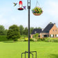 Double Shepherds Hooks, 76 Inch Bird Feeder Pole with 5-Prong Base, 3/4 Inch Thick Heavy Duty Adjustable Garden Hooks for Hanging Plants, Hummingbird Feeder, Solar Lights, Lantern Outdoor Garden Decor
