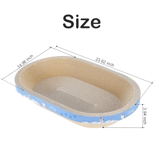 Cat Scratcher, 23.6x14.9 inches Cardboard Cat Scratchers for Indoor Cats, Large Cat Scratching Board, Oval Cat Scratch Pad Bed with Catnip