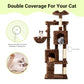 Allewie 64 Inches Cat Tree Tower/Multi-Level Activity Center for Indoor Big Felines/2 Plush Condos/2 Perchs/Basket/House/Sisal Scratching Posts/Hanging Cat Toys/Leopard Print