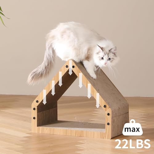 FUKUMARU Cat Scratcher House, Cozy Cardboard Design, Safe and Secure for Kittens, Eco-Friendly, 16.14 in Bevelled Surface, Maximum Load Capacity 22 Lbs