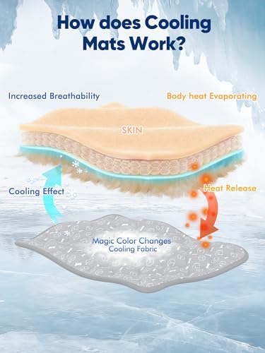 Rywell Dog Cooling Mat 2.0, Elegant Grey, 44"*32" Thick & Durable Cooling Mat for Extra Large Dogs, Extended Cooling with Waterproof & Color-Changing