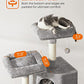 Feandrea Cat Tree, 45.3-Inch Cat Tower, Plush Condo with Scratching Post, Ramp, Perch, Spacious Cave, for Small Space, Light Gray UPCT141W01