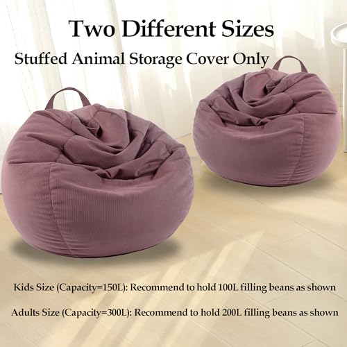 LPMOERA Stuffed Animal Storage Bean Bag Chair Cover (No Filler) For Kids and Adults.Pets Dogs/Cats Lazy Beds.Soft Premium Corduroy Stuffable Bean Bag For Organizing Children Plush Toys or Memory Foam