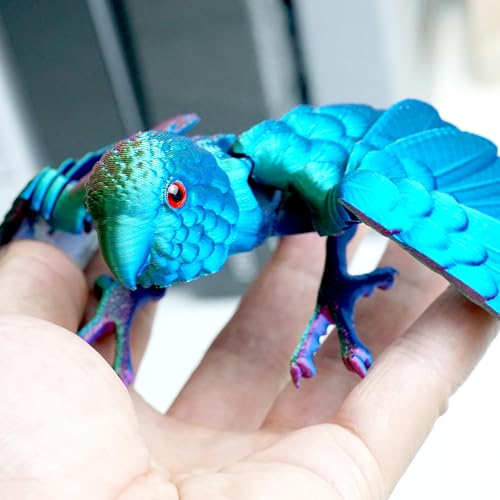 3D Printed Parrot Fidget Toys,Bird with Flexible Wing,Threedee Printing Animals Stuff,Home Office Decor Skeleton Dragon,Festival Gifts Action Figures,3-D Prints Little Live Pets (Colorful)