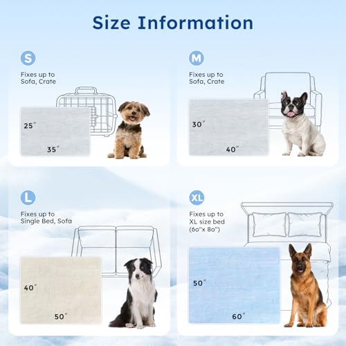 ZOMISIA Cooling Blanket for Large Dogs - Washable Dog Cooling Mat for Hot Weather, Travel Soft Pet Summer Essentials, Grey, 40"x50"