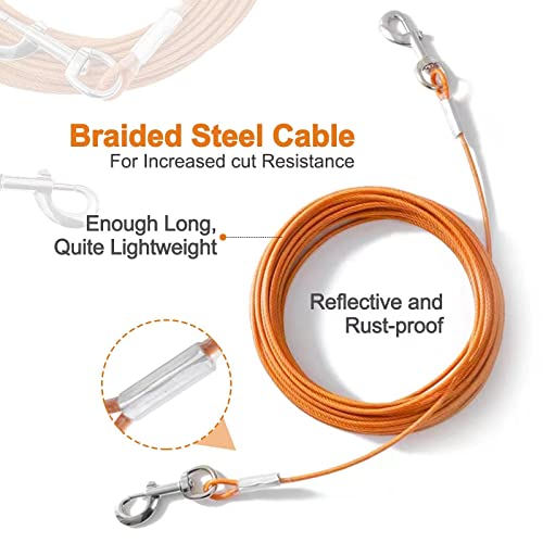 Tie Out Cable for Dogs,10/20/30/50/100FT Dog Leads for Yard Chew Proof,Heavy Duty Tie Out Cable for Large Dogs Up to 125lbs,Dog Runner Tether