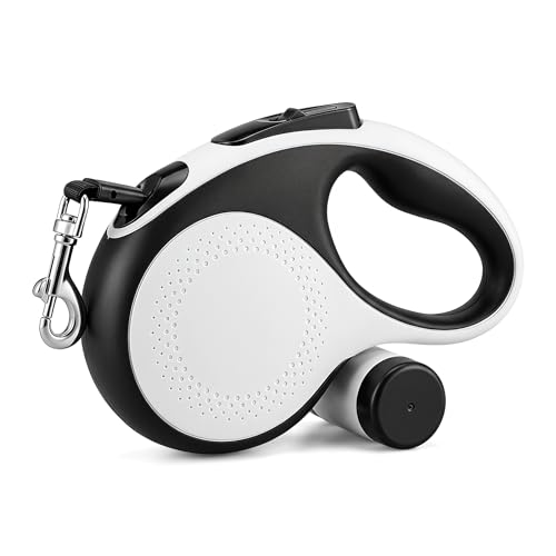 Retractable Dog Leash 26FT for Large Dogs up to 110lbs, Extra Long Strong Nylon Tape, 360° Tangle-Free, One-Handed Brake&Lock, with Poop Bag