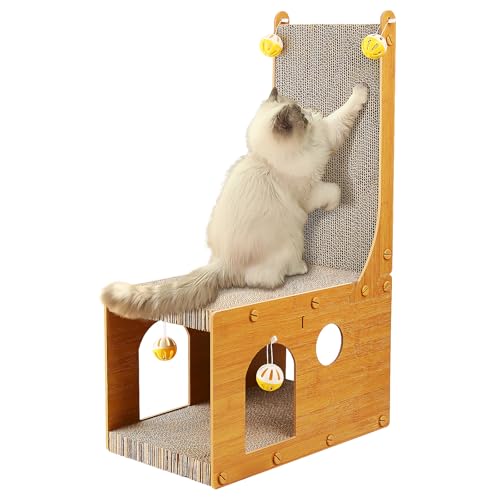 Cat Scratcher, Cat Scratching Board, L Shaped Vertical Cat Scratcher for Wall and Couch Protection, Cat Cardboard Scratcher with 4 Ball Toys for Indoor Cats